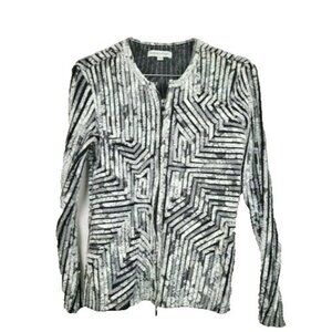 Andrea Rosati Womens Wearable Art Jacket Size 4 White Black Lasercut‎ Carrier